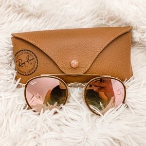 Copper gradient flash round double bridge raybans